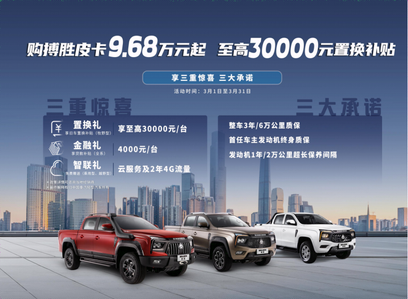 春日煥新 中國重汽輕型汽車3月全系車型好價來襲